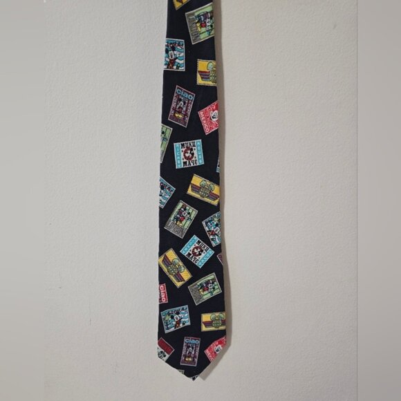 Balancine Disney Mickey Mouse Stamps Around the World Print Silk Necktie - Picture 6 of 7